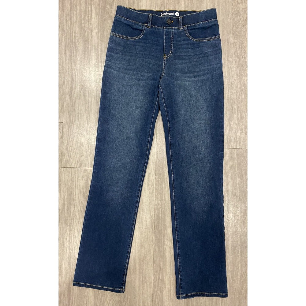 Betabrand Straight-Leg 4-Pocket Yoga Denim Jeans Size Medium M Mid-Rise